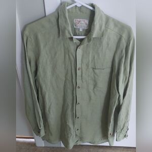 Green Linen Long Sleeves Shirt Mens Size 1 Jackpot By Carli Gry